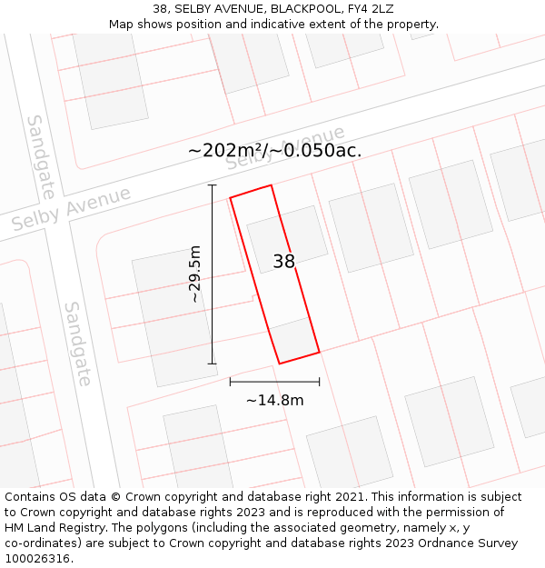 38, SELBY AVENUE, BLACKPOOL, FY4 2LZ: Plot and title map