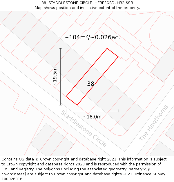 38, STADDLESTONE CIRCLE, HEREFORD, HR2 6SB: Plot and title map