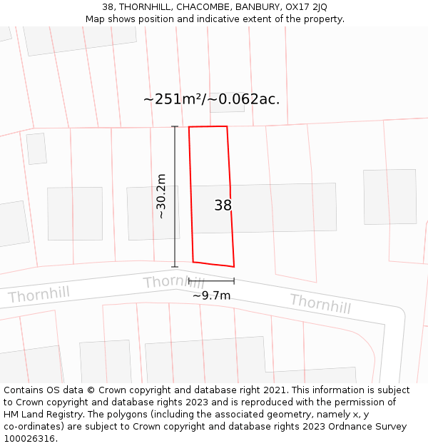 38, THORNHILL, CHACOMBE, BANBURY, OX17 2JQ: Plot and title map