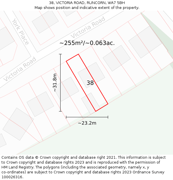 38, VICTORIA ROAD, RUNCORN, WA7 5BH: Plot and title map