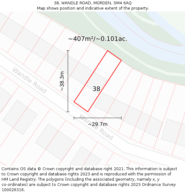 38, WANDLE ROAD, MORDEN, SM4 6AQ: Plot and title map