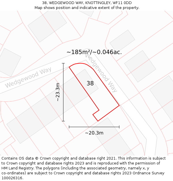 38, WEDGEWOOD WAY, KNOTTINGLEY, WF11 0DD: Plot and title map