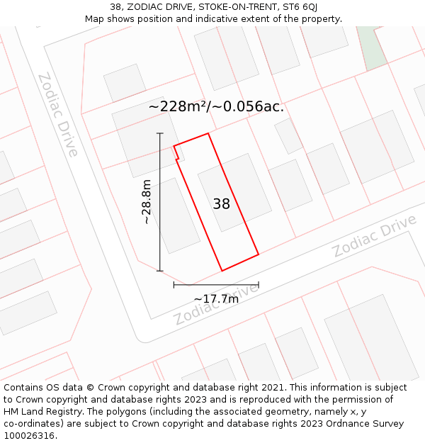 38, ZODIAC DRIVE, STOKE-ON-TRENT, ST6 6QJ: Plot and title map