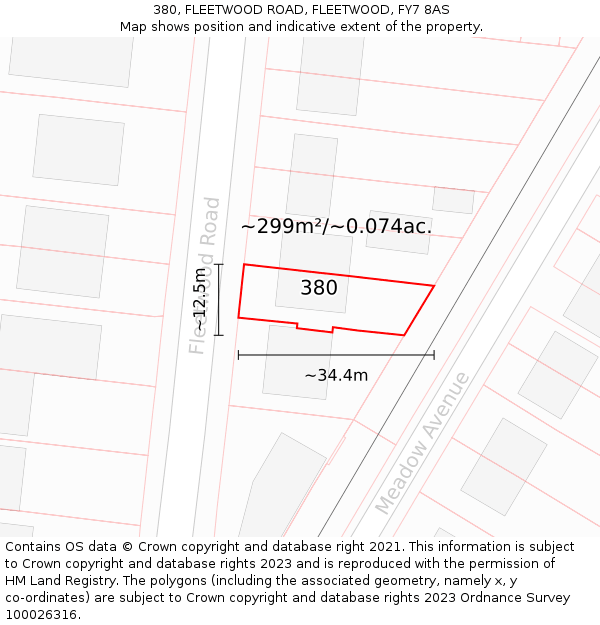 380, FLEETWOOD ROAD, FLEETWOOD, FY7 8AS: Plot and title map