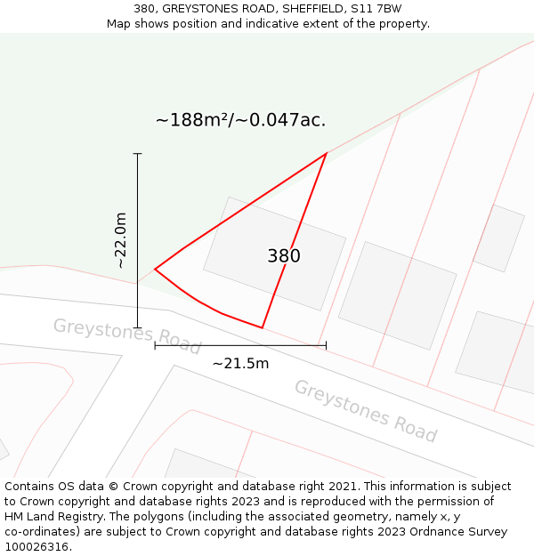 380, GREYSTONES ROAD, SHEFFIELD, S11 7BW: Plot and title map