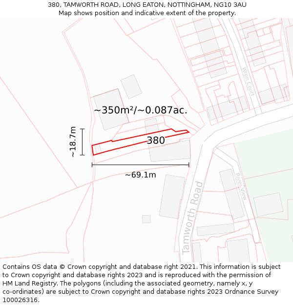 380, TAMWORTH ROAD, LONG EATON, NOTTINGHAM, NG10 3AU: Plot and title map