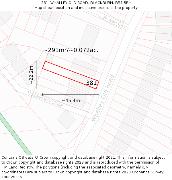 381, WHALLEY OLD ROAD, BLACKBURN, BB1 5RH: Plot and title map