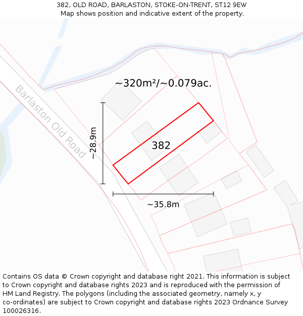 382, OLD ROAD, BARLASTON, STOKE-ON-TRENT, ST12 9EW: Plot and title map