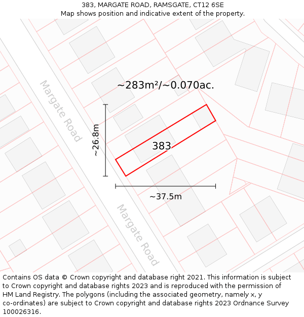 383, MARGATE ROAD, RAMSGATE, CT12 6SE: Plot and title map