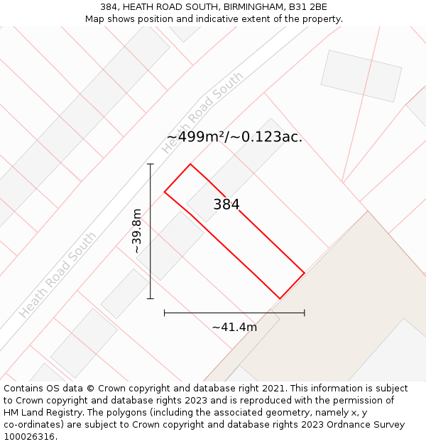 384, HEATH ROAD SOUTH, BIRMINGHAM, B31 2BE: Plot and title map