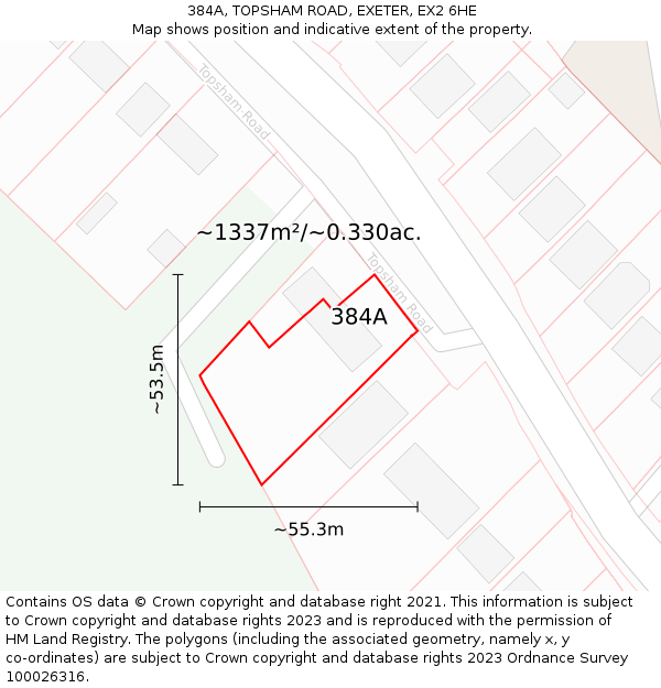 384A, TOPSHAM ROAD, EXETER, EX2 6HE: Plot and title map