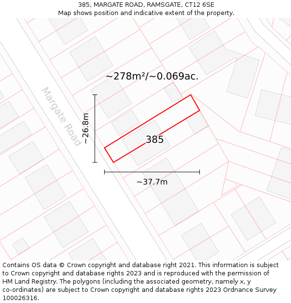 385, MARGATE ROAD, RAMSGATE, CT12 6SE: Plot and title map