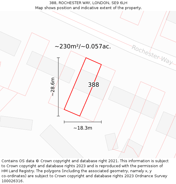 388, ROCHESTER WAY, LONDON, SE9 6LH: Plot and title map