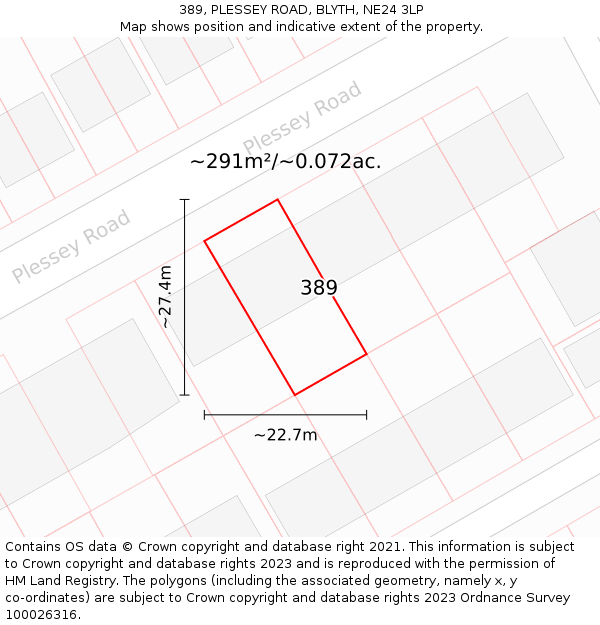 389, PLESSEY ROAD, BLYTH, NE24 3LP: Plot and title map