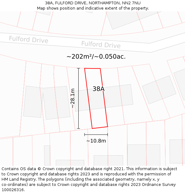 38A, FULFORD DRIVE, NORTHAMPTON, NN2 7NU: Plot and title map