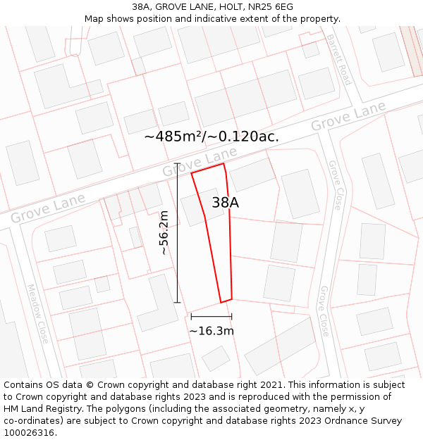 38A, GROVE LANE, HOLT, NR25 6EG: Plot and title map