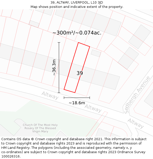 39, ALTWAY, LIVERPOOL, L10 3JD: Plot and title map