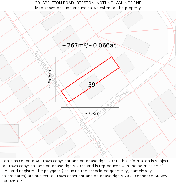 39, APPLETON ROAD, BEESTON, NOTTINGHAM, NG9 1NE: Plot and title map