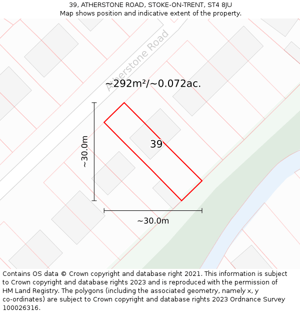 39, ATHERSTONE ROAD, STOKE-ON-TRENT, ST4 8JU: Plot and title map