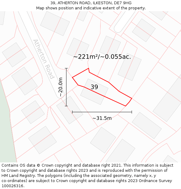 39, ATHERTON ROAD, ILKESTON, DE7 9HG: Plot and title map