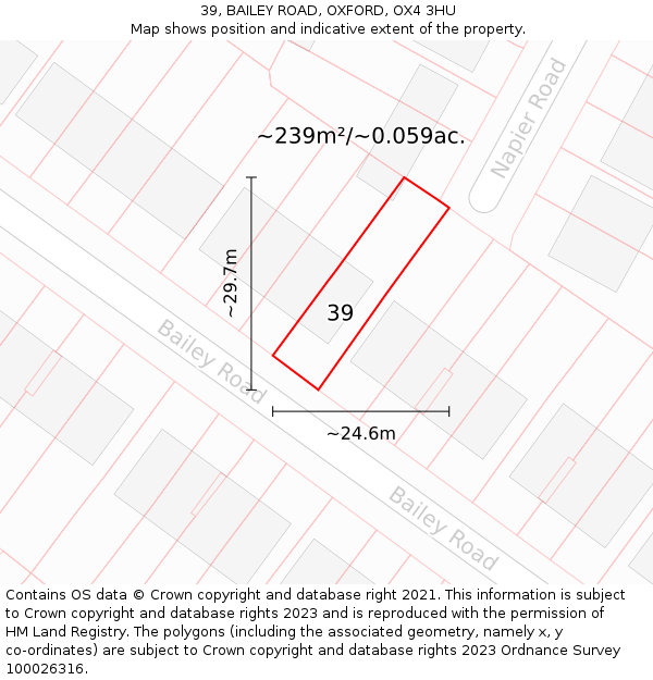 39, BAILEY ROAD, OXFORD, OX4 3HU: Plot and title map