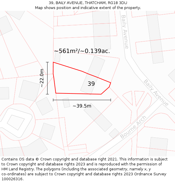 39, BAILY AVENUE, THATCHAM, RG18 3DU: Plot and title map
