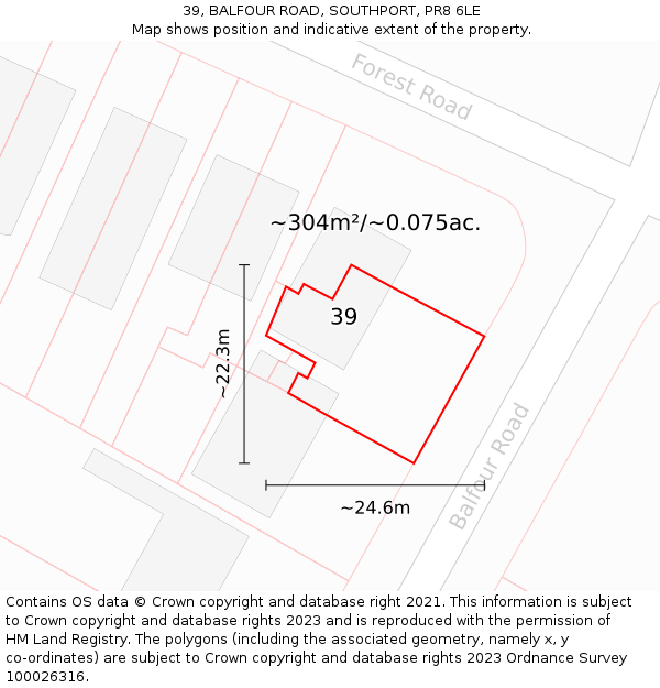 39, BALFOUR ROAD, SOUTHPORT, PR8 6LE: Plot and title map