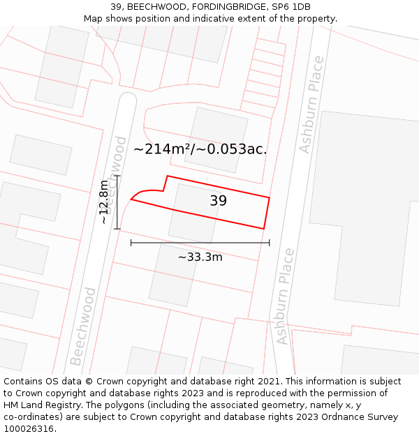 39, BEECHWOOD, FORDINGBRIDGE, SP6 1DB: Plot and title map