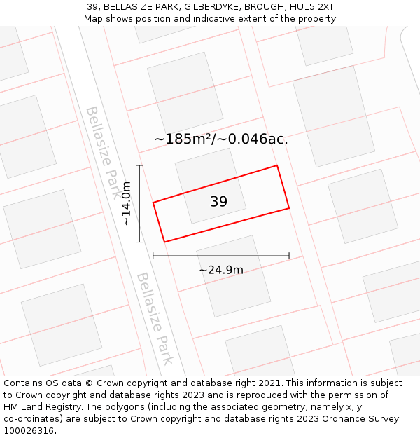 39, BELLASIZE PARK, GILBERDYKE, BROUGH, HU15 2XT: Plot and title map