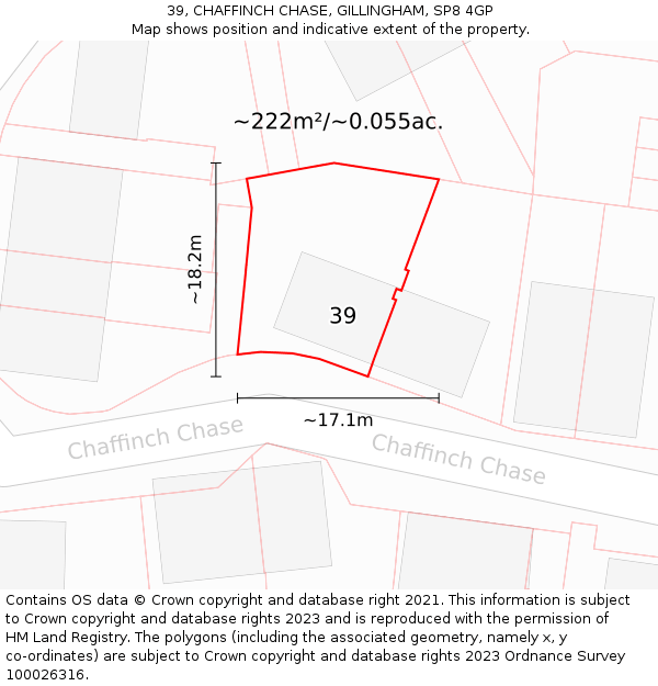 39, CHAFFINCH CHASE, GILLINGHAM, SP8 4GP: Plot and title map