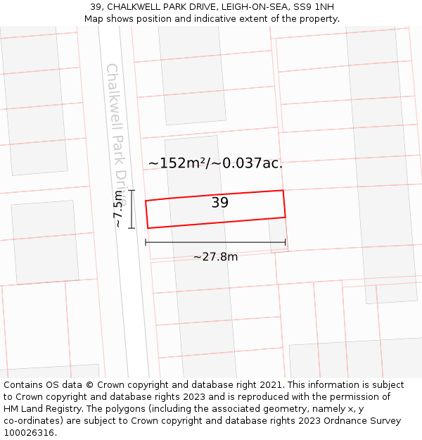 39, CHALKWELL PARK DRIVE, LEIGH-ON-SEA, SS9 1NH: Plot and title map