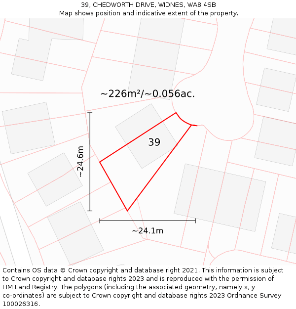 39, CHEDWORTH DRIVE, WIDNES, WA8 4SB: Plot and title map