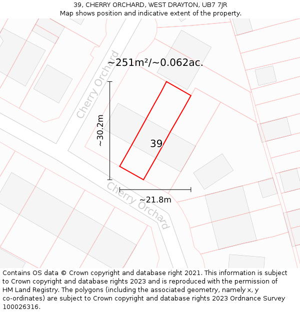 39, CHERRY ORCHARD, WEST DRAYTON, UB7 7JR: Plot and title map