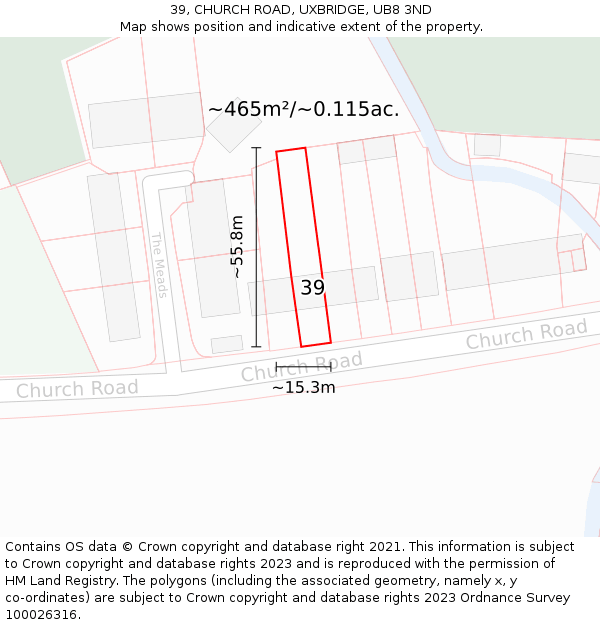 39, CHURCH ROAD, UXBRIDGE, UB8 3ND: Plot and title map