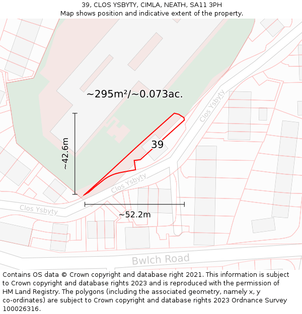 39, CLOS YSBYTY, CIMLA, NEATH, SA11 3PH: Plot and title map
