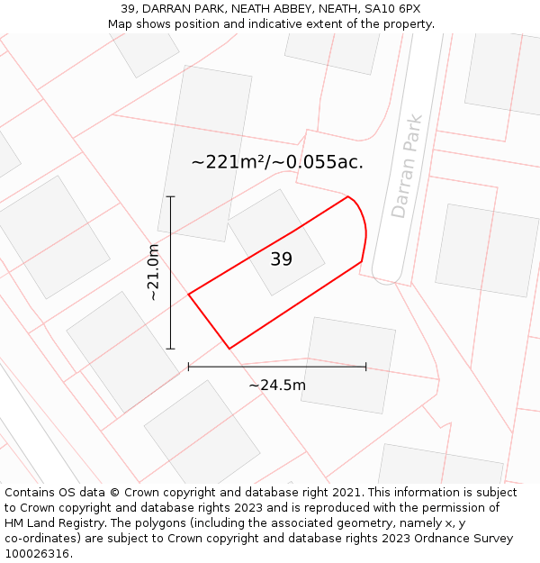 39, DARRAN PARK, NEATH ABBEY, NEATH, SA10 6PX: Plot and title map