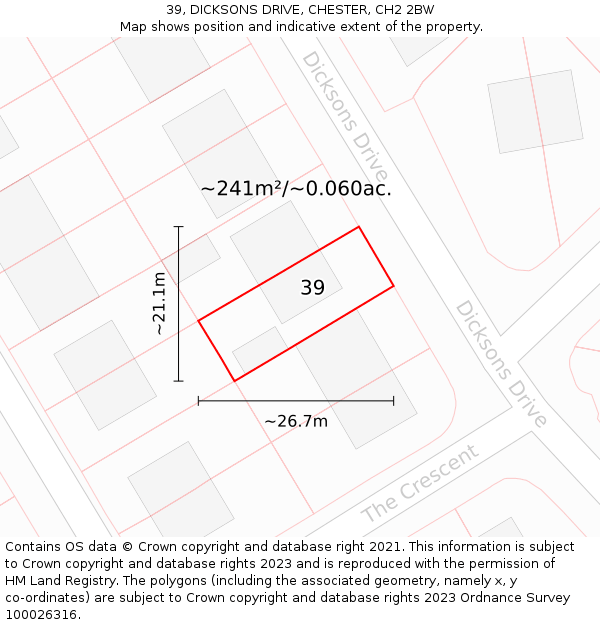 39, DICKSONS DRIVE, CHESTER, CH2 2BW: Plot and title map