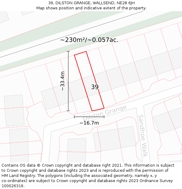 39, DILSTON GRANGE, WALLSEND, NE28 6JH: Plot and title map