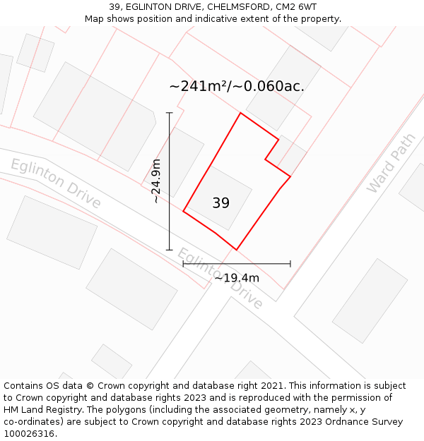 39, EGLINTON DRIVE, CHELMSFORD, CM2 6WT: Plot and title map