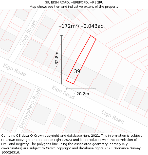 39, EIGN ROAD, HEREFORD, HR1 2RU: Plot and title map