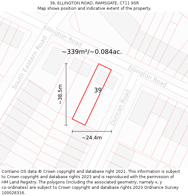 39, ELLINGTON ROAD, RAMSGATE, CT11 9SR: Plot and title map