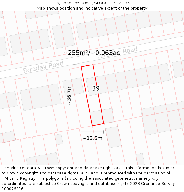 39, FARADAY ROAD, SLOUGH, SL2 1RN: Plot and title map