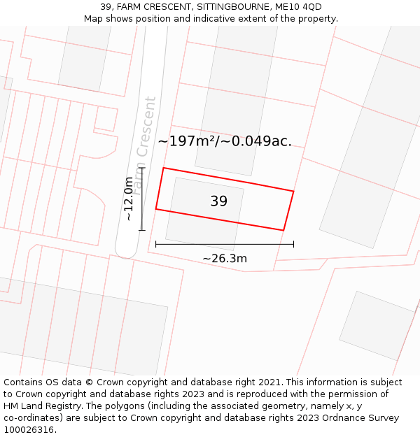 39, FARM CRESCENT, SITTINGBOURNE, ME10 4QD: Plot and title map