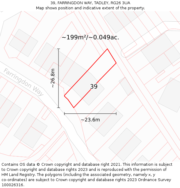 39, FARRINGDON WAY, TADLEY, RG26 3UA: Plot and title map