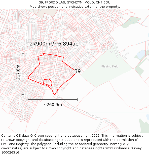 39, FFORDD LAS, SYCHDYN, MOLD, CH7 6DU: Plot and title map