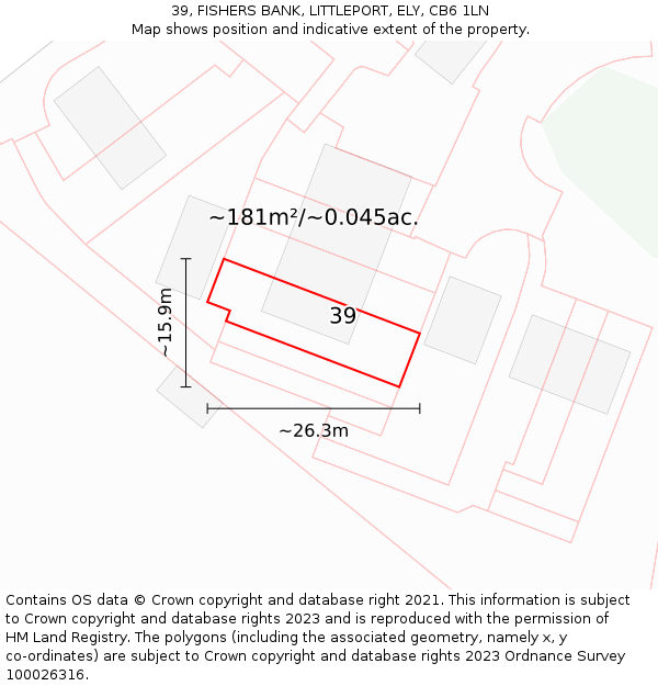 39, FISHERS BANK, LITTLEPORT, ELY, CB6 1LN: Plot and title map