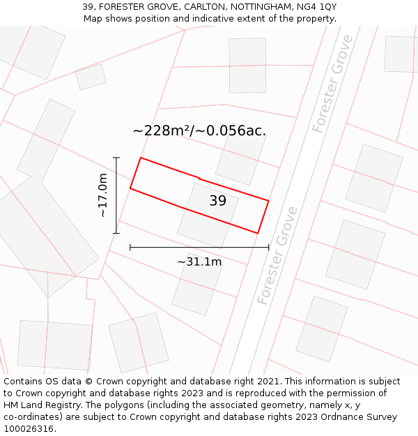 39, FORESTER GROVE, CARLTON, NOTTINGHAM, NG4 1QY: Plot and title map