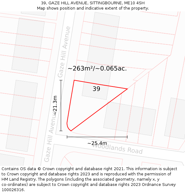 39, GAZE HILL AVENUE, SITTINGBOURNE, ME10 4SH: Plot and title map