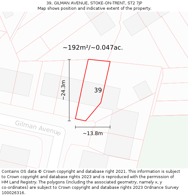 39, GILMAN AVENUE, STOKE-ON-TRENT, ST2 7JP: Plot and title map