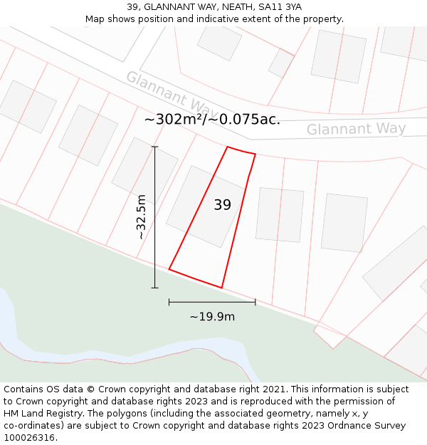 39, GLANNANT WAY, NEATH, SA11 3YA: Plot and title map